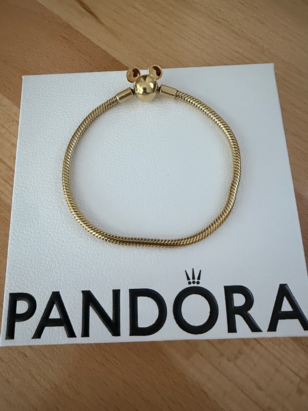 Pandora Gold-tone Mickey Head Snake Chain Bracelet